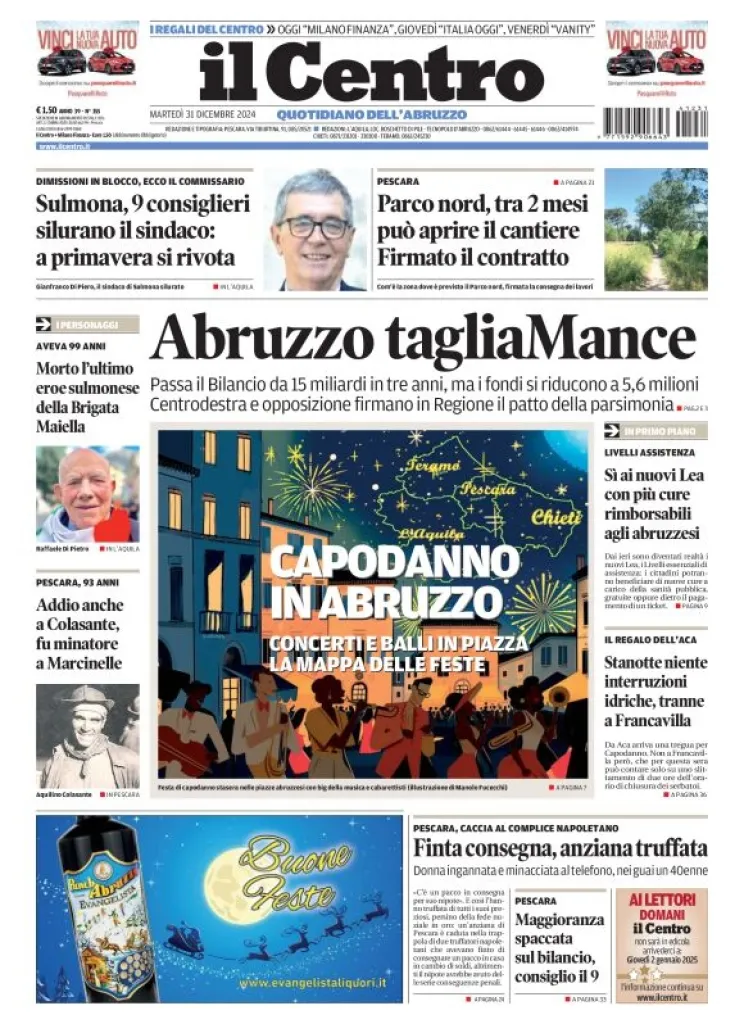 Prima-pagina-il centro-oggi-edizione-del-2024-12-31